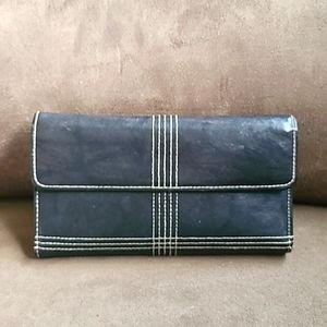 Top Grain Leather Wallet  No Brand EUC white stitching